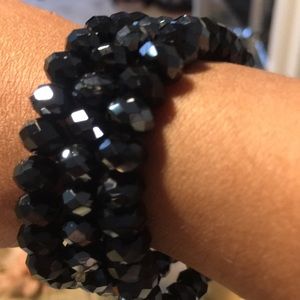 Shiny black bracelets set of 3